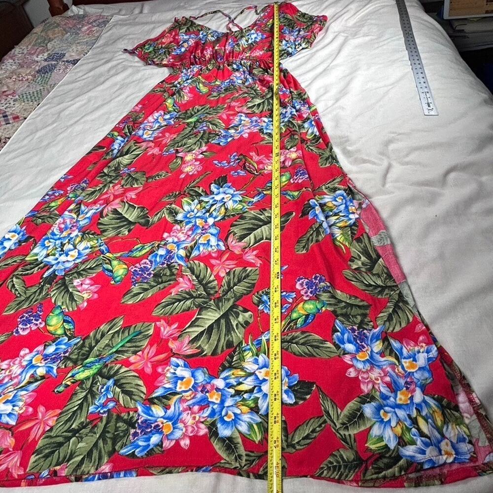 Lascana Womens Sz 10 Floral V-neck floral Maxi dress slit Resort Vacation - Picture 12 of 13